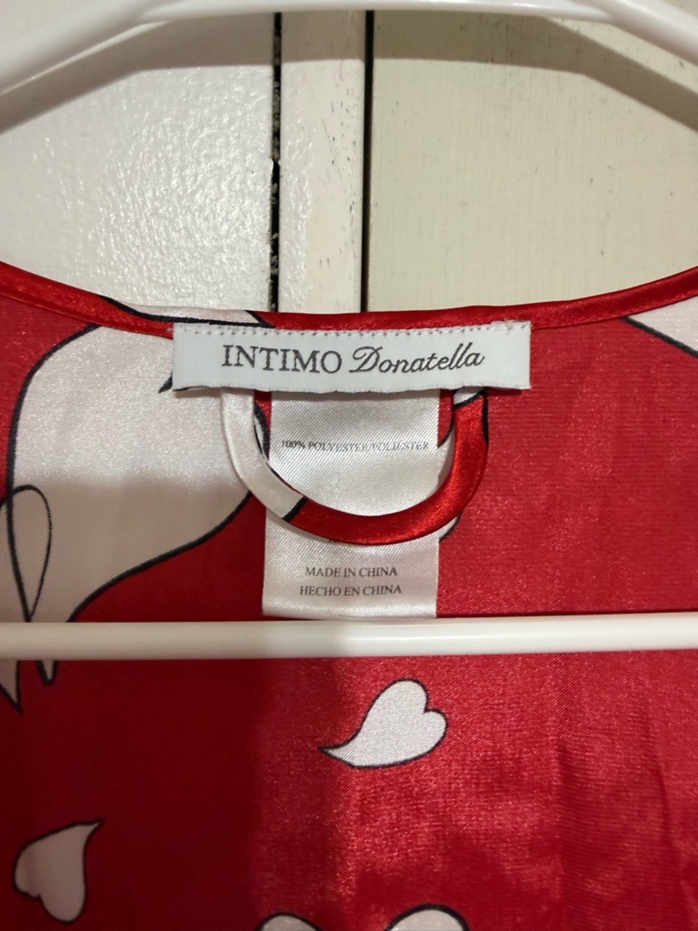 Intimo Red Satin Heart-Print Robe & Slip - Picture 6 of 7